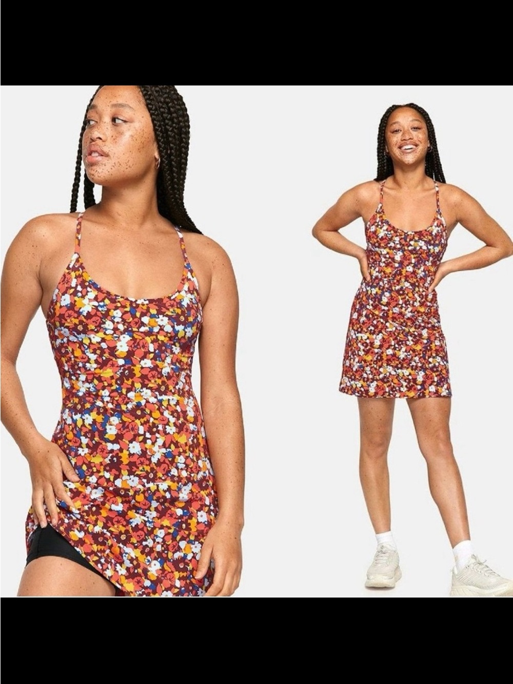 Outdoor Voices Floral Exercise Tennis Dress Paprika Large Racerback Skort Shorts